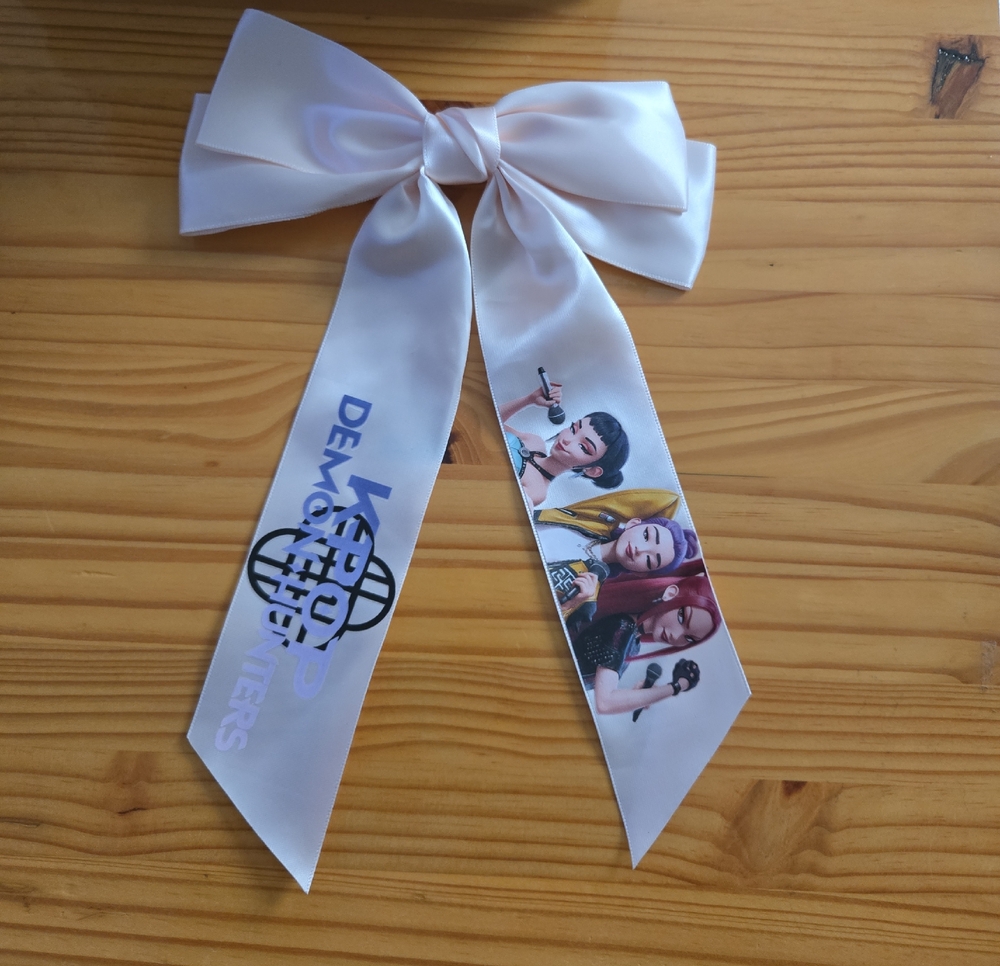 Kpop Inspired Graphic Print Satin Hair Bow